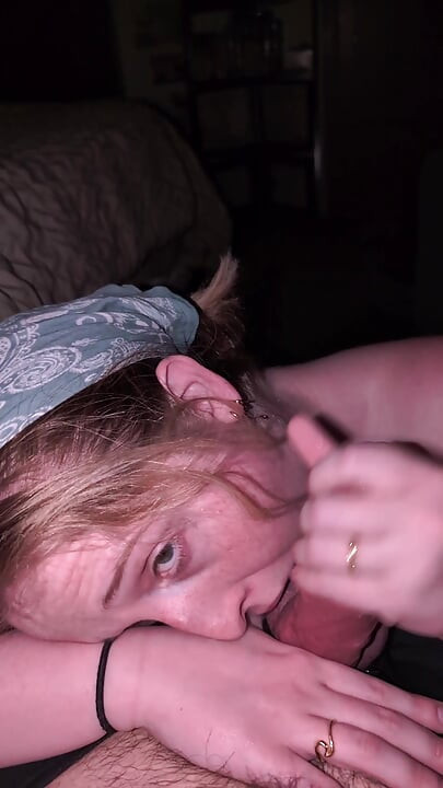 Pretty blonde gives sensual blowjob