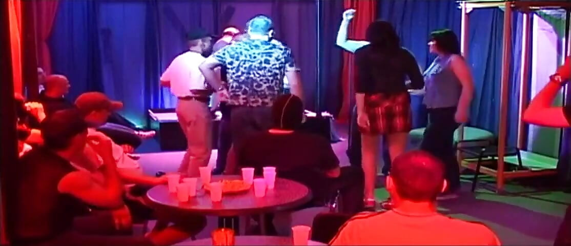 Blonde Babe Gangbanged by Horny Crowd in Wild Club Orgy