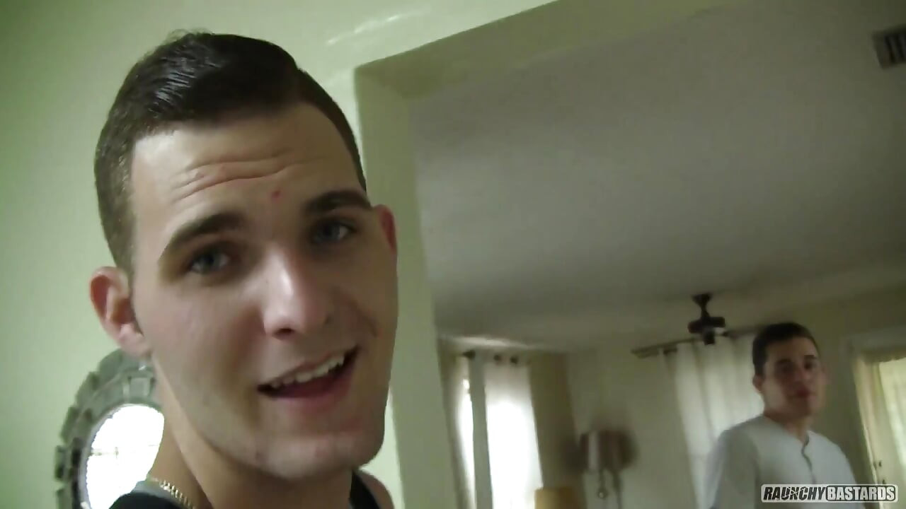 Submissive bottom spit roasted in multiple positions by two straight guys