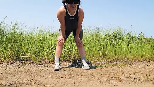 118. Let's Go for a Walk in the Fresh Air? Follow Me and Jerk off to My Butt in Shorts, My Legs and My Nipples.