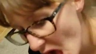 Fun nerdy whore sucking dick