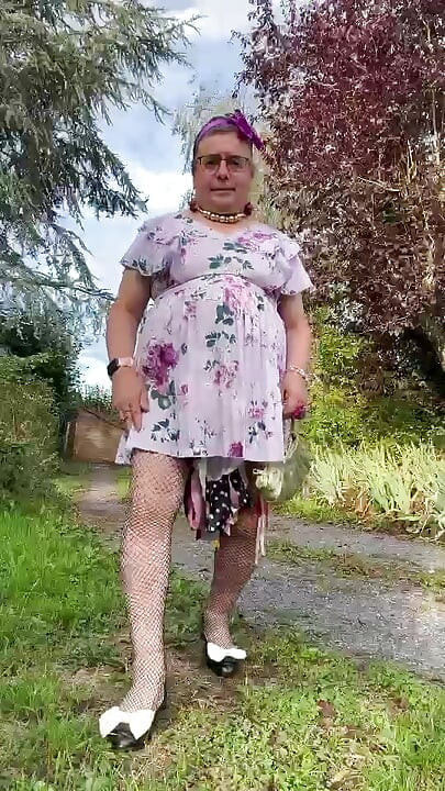 Dressed in a little floral dress for an evening out