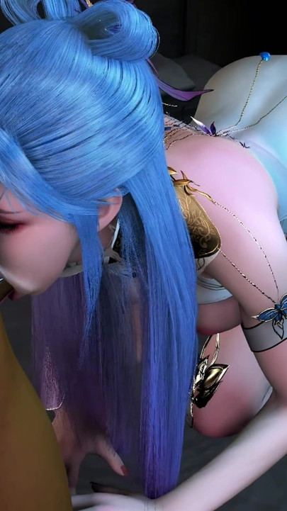 3D Cute Cosplay Babe Wearing Sexy Dress Cheating with Old Dick