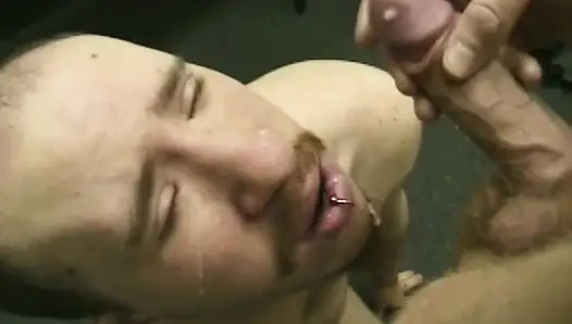 Blond Tattooed Stud Receives Intense Blowjob from Mature Man