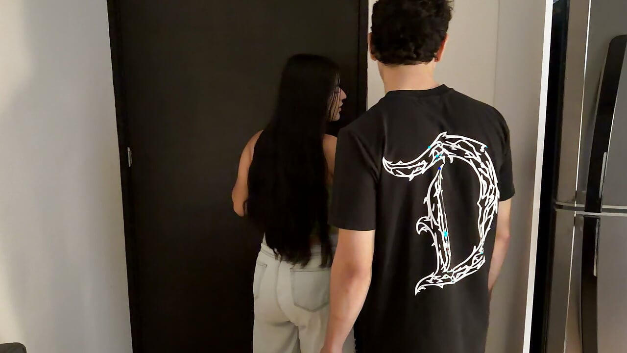 My Horny Boyfriend Gives Me a Hard Fuck No Matter That My Little Stepbrother Is by Our Side.