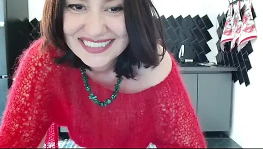 In fluffy mohair, sisis are visible and look sexy