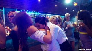 Sinfully rich babes of porn licking their pussies in public