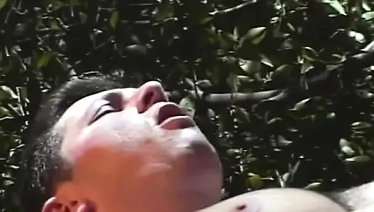 Young blonde having sex outside