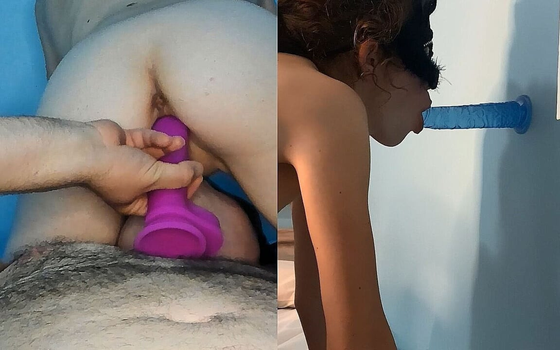 Kongkek duduk muka dan 2 dildo satu dalam mulut dan satu dalam pepek