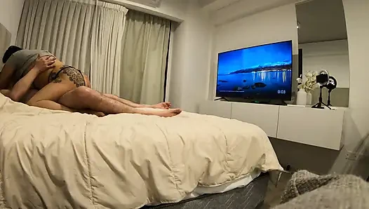 BBW Rides a Foreign Cock Without a Condom