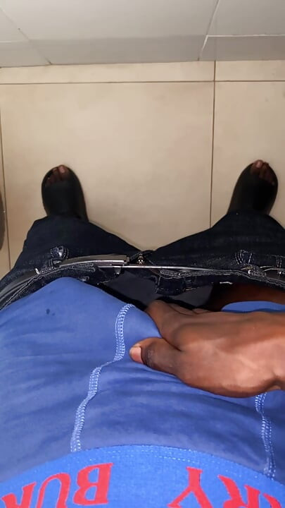 Thug Jamaican BBC jerks off in public