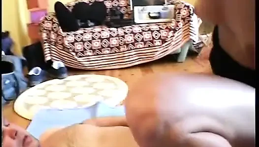 Blonde bitch wearing high heels while sucking and riding dick