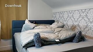 Part 2 Humping Silver Satin Pillows Cum on Sleepingbag
