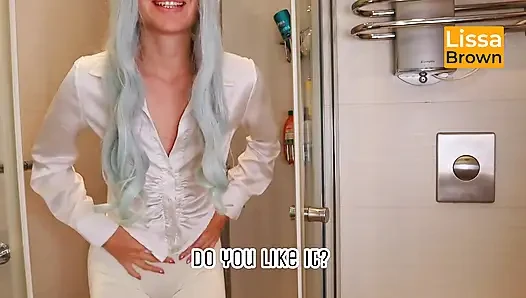 Stepmommy Wets Her Blouse and Yoga Pants in the Shower