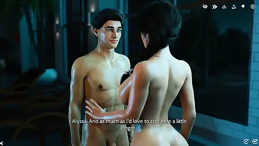 Eine reinigung spät in der nacht mit Alyssia führt zu einem privaten anschluss am pool (3D-gameplay)
