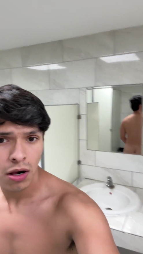Masturbating in a public restroom | Clip 1
