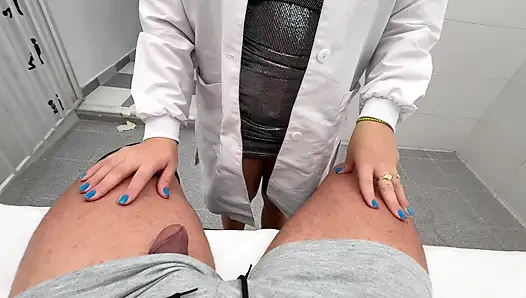 VIP service. The nurse took a semen sample from a client WITH HER TONGUE