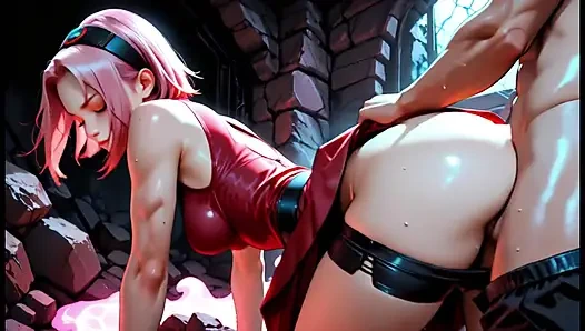 Sakura Haruno Hot Ninja Fucking Hard In Hidden Cave And On The Road To Konoha - Doggy Style Anal Intense Pleasure Loud Moans Chakra Rose E