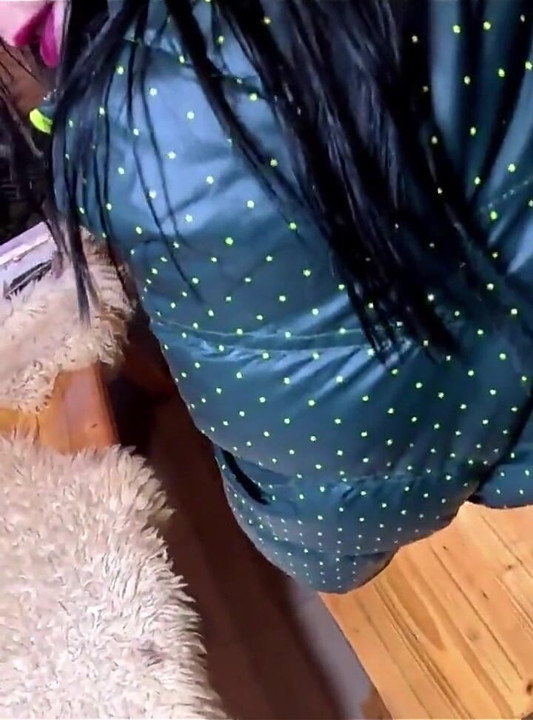 Green Downjacket Tease Smoking, Humiliation & Messy Cum Play