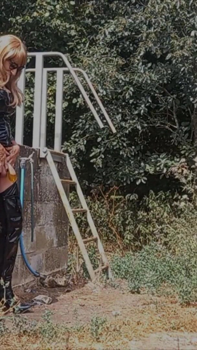 Must-see moment from "Crossdresser Wanking Outdoors, Squirting Milk, Pissing"