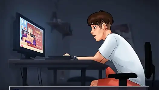 Summertime saga: stiefbruster guckt porno-videos seiner stiefschwester auf seinem computer, episode 70