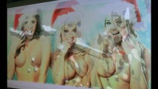 Christmas cumshot for three pretty babes