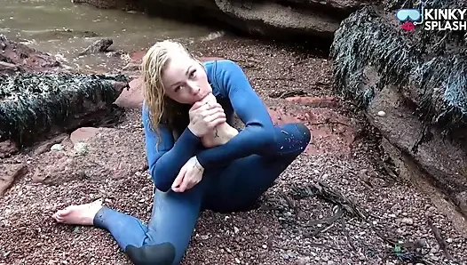 Salty Wetsuit Toe Sucking Slut