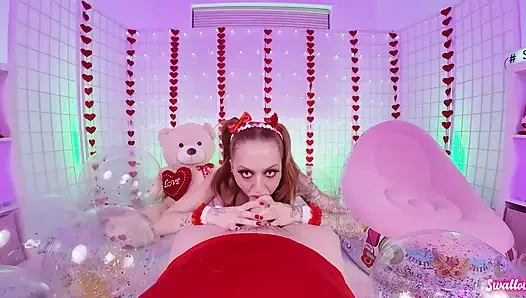 Horny Redhead Kendra Cole Gives Sloppy Valentine's Blowjob