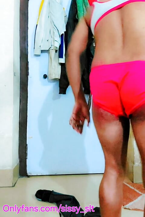 Crossdresser Flash Her Clitty and Masturbating