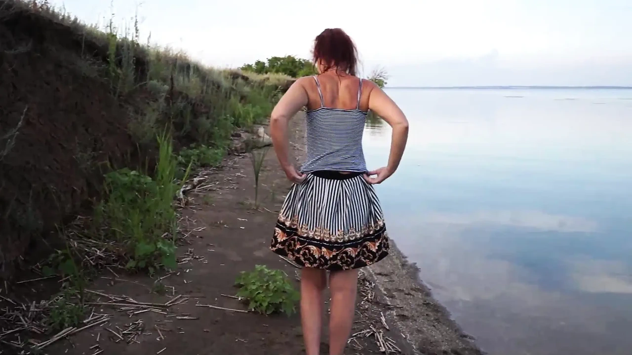 Unstripping on beach of Volga-river