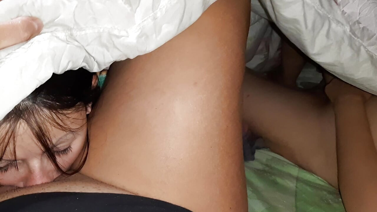 Stepmother woke up from my and my friend&#039;s screams during sex and secretly joined us