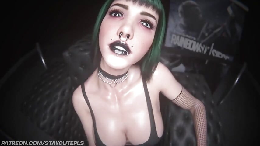 Chica gótica sexy con grandes tetas te está dando una paja