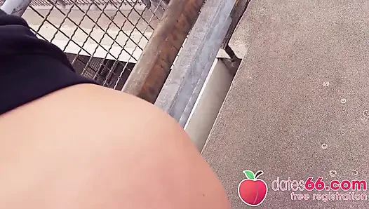 Outdoor fuck on upper park deck with German hottie cam angel! (English)
