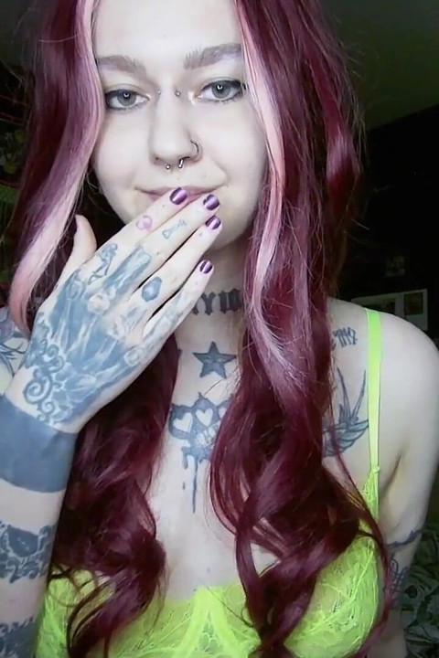 Sexy Alternative Redhead Drinking Soda and Burping