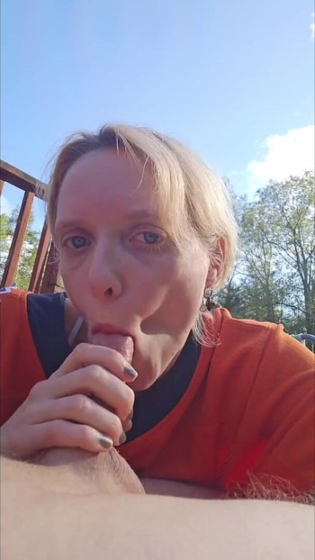 Memorable moment from "Hockey Mom gives outdoor blowjob!"