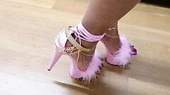 Lofia Tona - Pink high heels and purple toenails