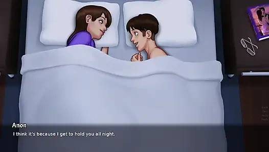 Stepmom and stepson making love under the covers - Summertime Saga