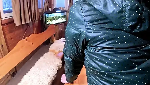 Green Downjacket Tease Smoking, Humiliation & Messy Cum Play