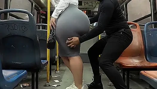 "Masked Secretary BBW Gets Ass Pressed on Crowded Public Bus"