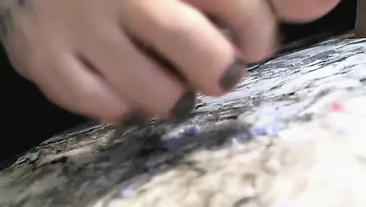 Easter Peep Crush. Long Toes Food Crush, Foot Worship up-close