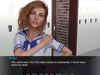 Futa dating simulator 3 Ruby está provocando ele com sua roupa universitária sexy
