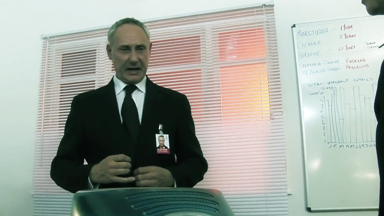 Big titted brunette gets fucked by two police officers