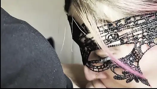 Afternoon Throat Service - Black Dress Swallows Every Drop