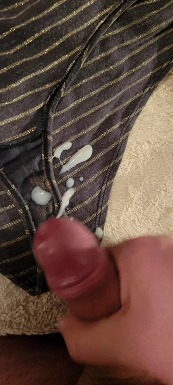 Cumming again on my wife's dirty panties