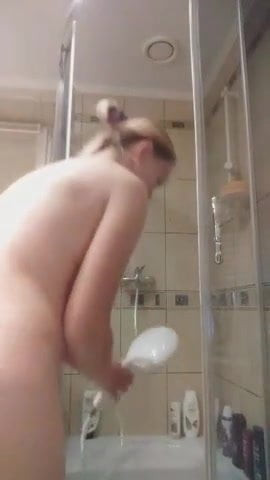Wife is taking a shower.