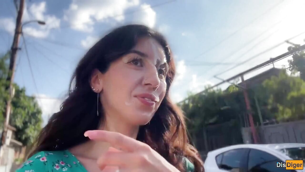 Triple Cum on Face for Village Whore - Public Cumwalk