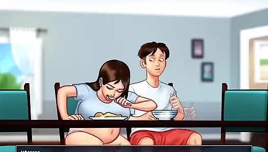 Summertime saga - johannes lagi asik mainin memek eve dan ngocok kontolnya