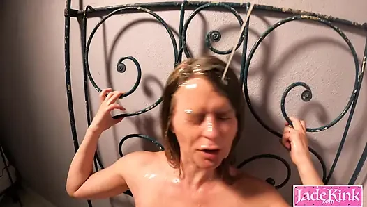Submissive Girlfriend Jade Kink's Cumshot Bukkake Fetish