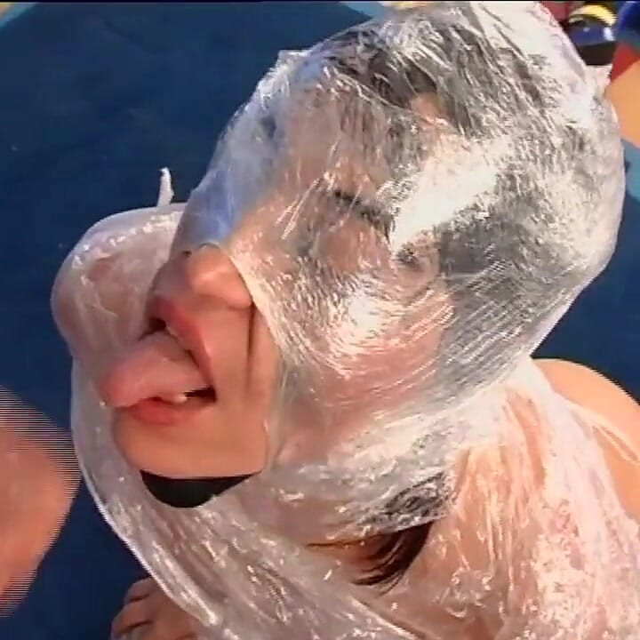 Sexy big boobs blonde fingering in wrapped in foil
