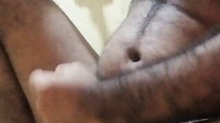 Old hairy daddy is playing with his dick in the bath
